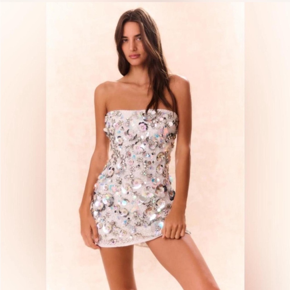 LoveShackFancy Deja Iridescent Sequin Mini Dress